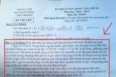 Đưa giàn khoan Hải Dương - 981 Trung Quốc vào đề thi Toán